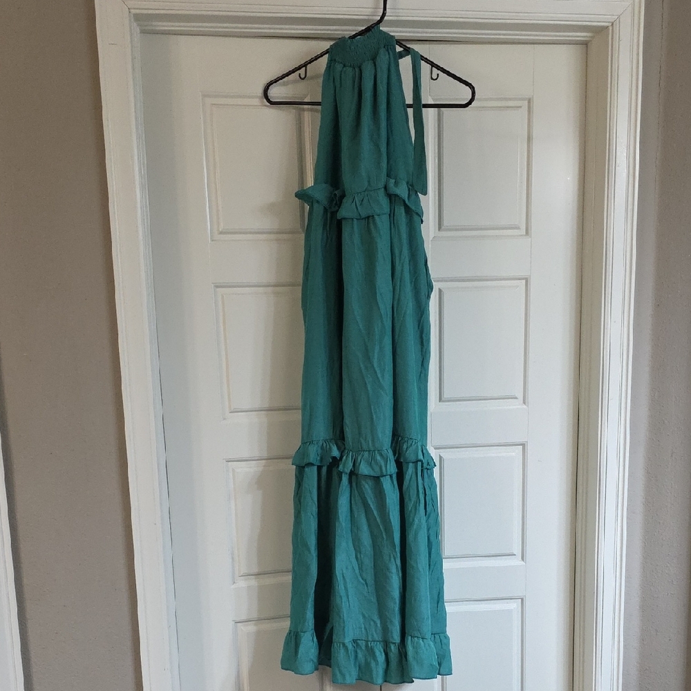 Teal Halter Maxi Dress